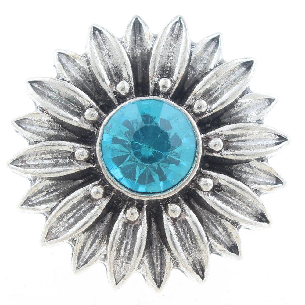 20mm Snap Button plated sliver with rhinestone