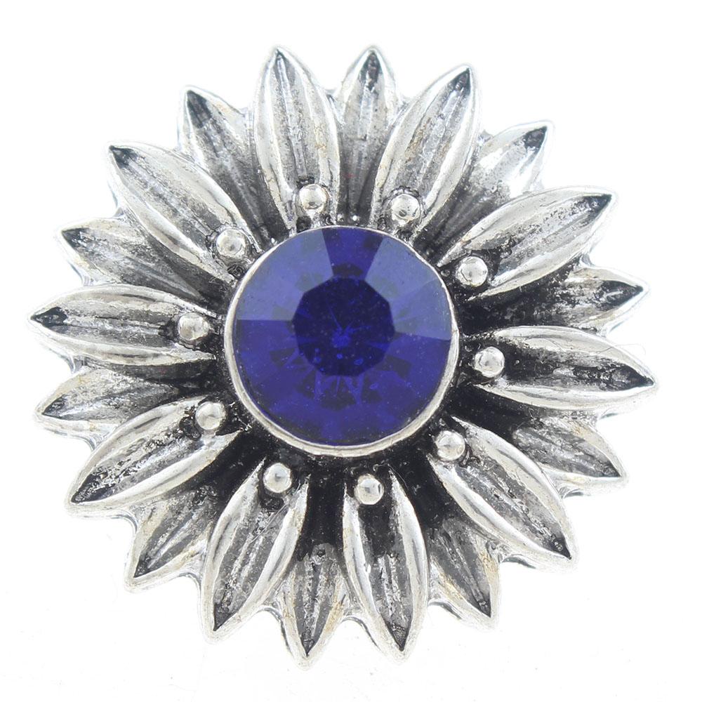 20mm Snap Button plated sliver with rhinestone