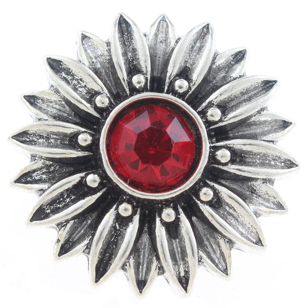 20mm Snap Button plated sliver with rhinestone