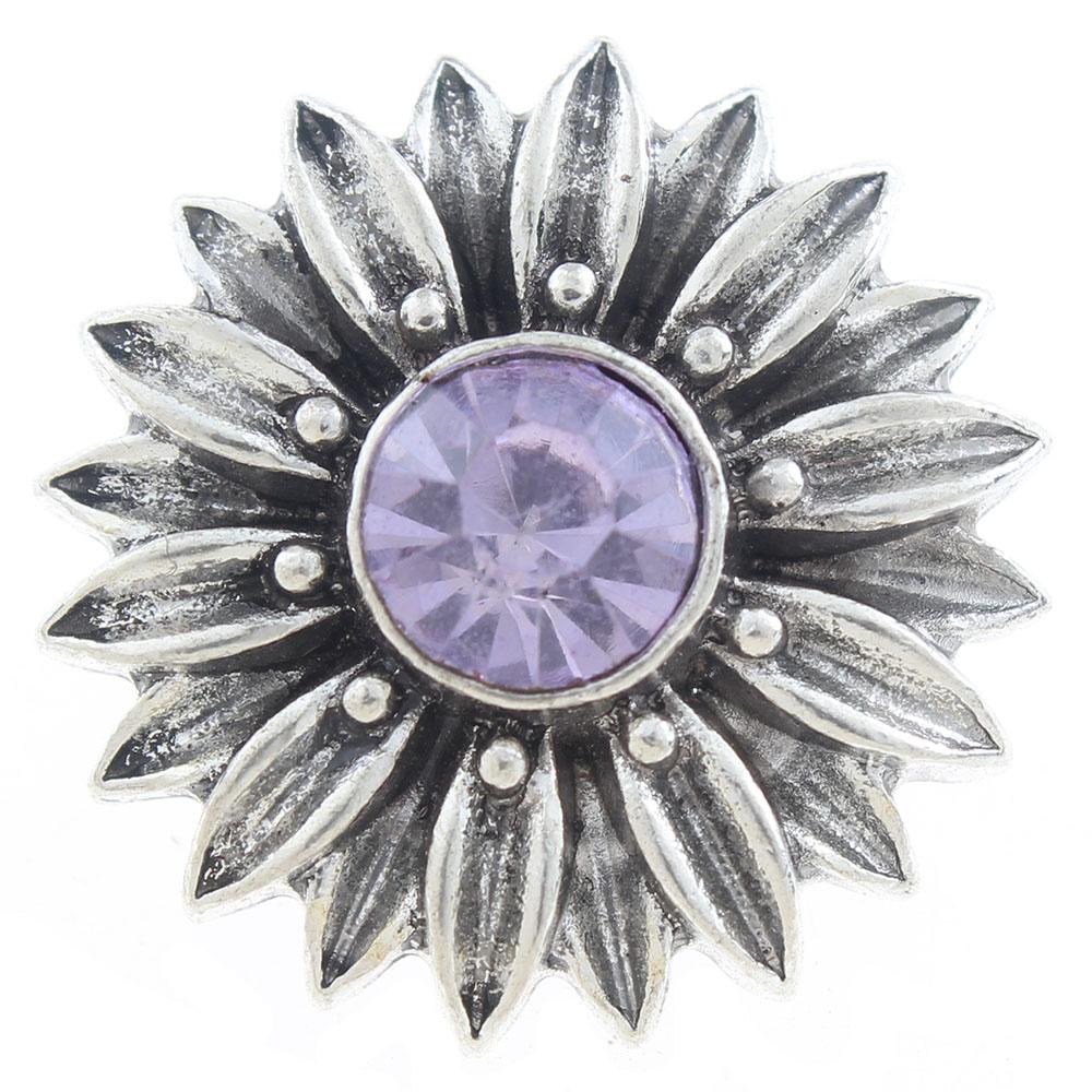 20mm Snap Button plated sliver with rhinestone