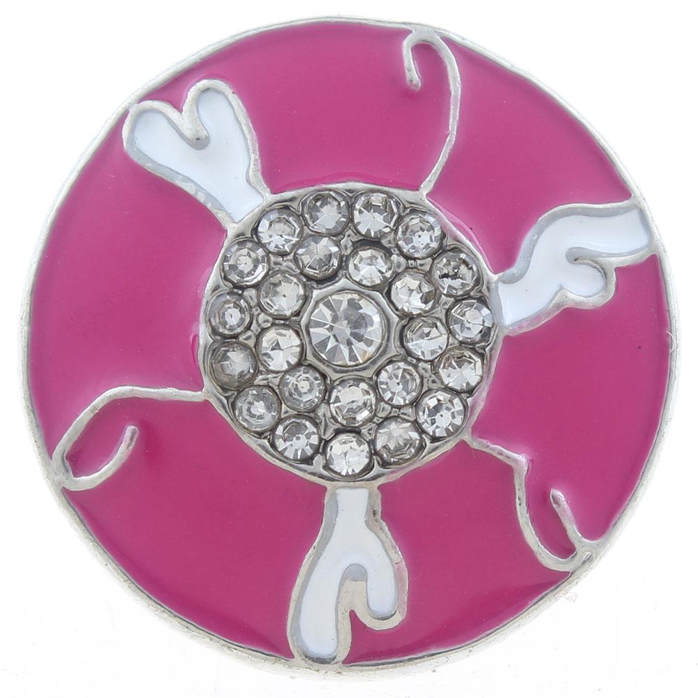 20mm Snap Button plated sliver with rhinestone