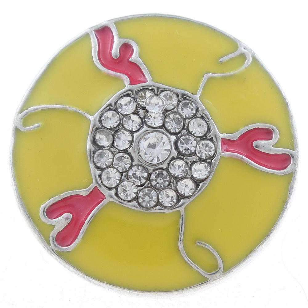 20mm Snap Button plated sliver with rhinestone