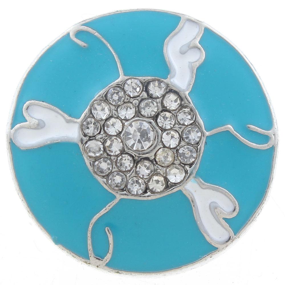 20mm Snap Button plated sliver with rhinestone