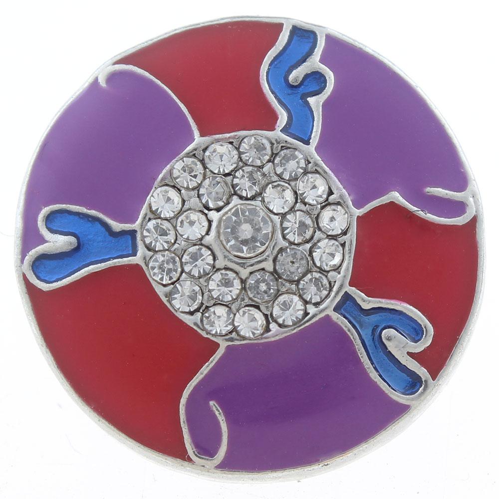 20mm Snap Button plated sliver with rhinestone