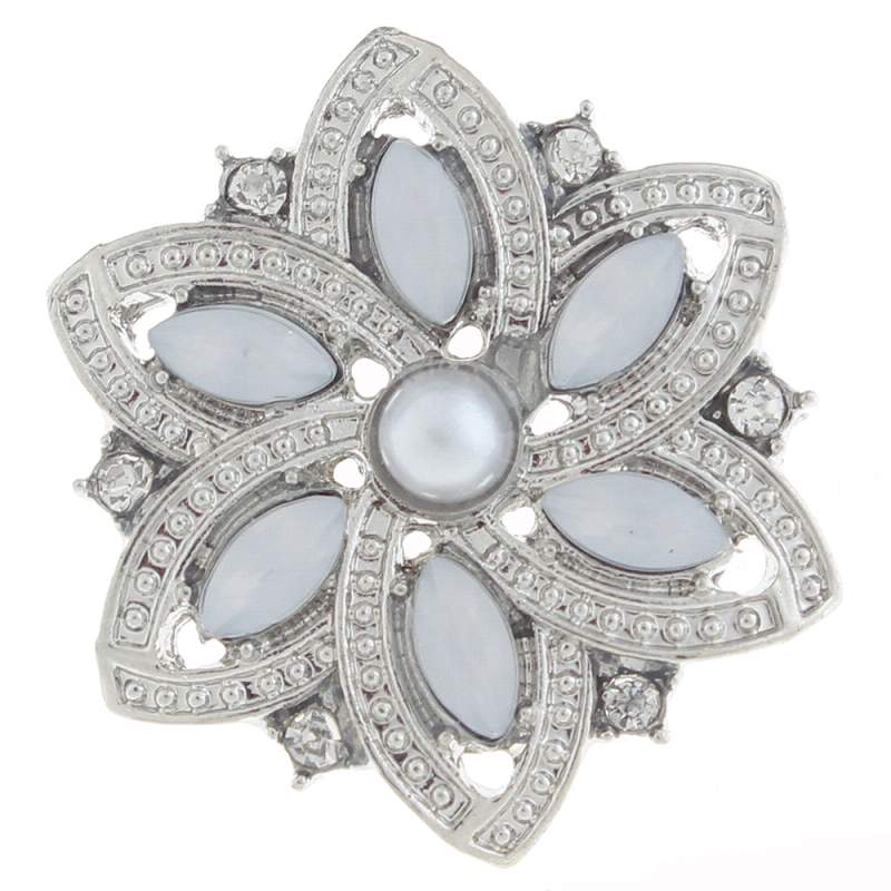 20mm design Snap Button plated sliver with rhinestone