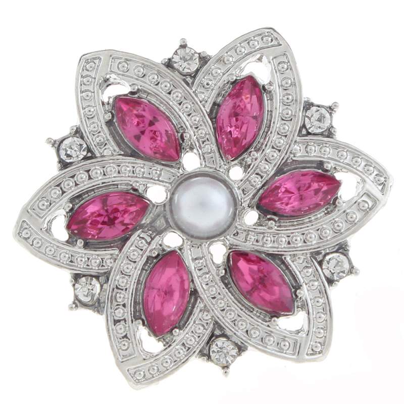 20mm design Snap Button plated sliver with rhinestone