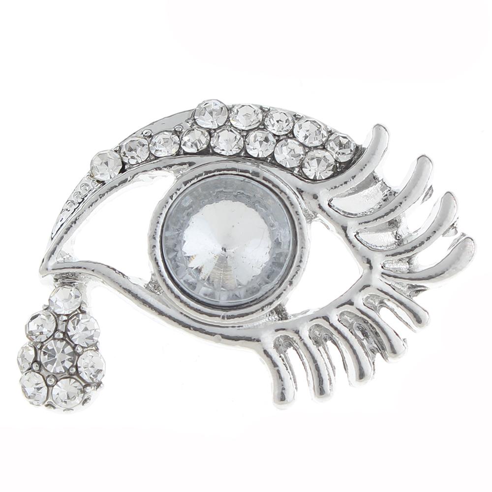 20mm eye Snap Button plated sliver with rhinestone