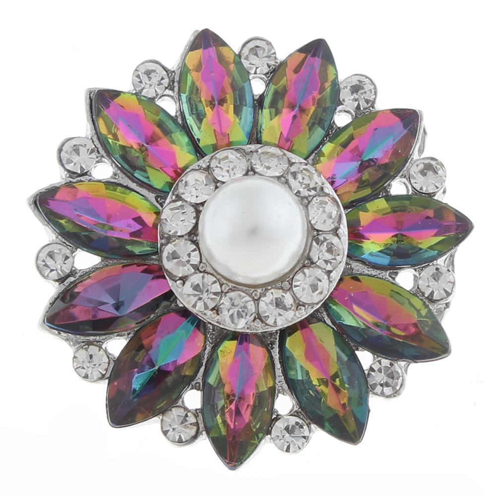 20mm Snap Button plated sliver with rhinestone