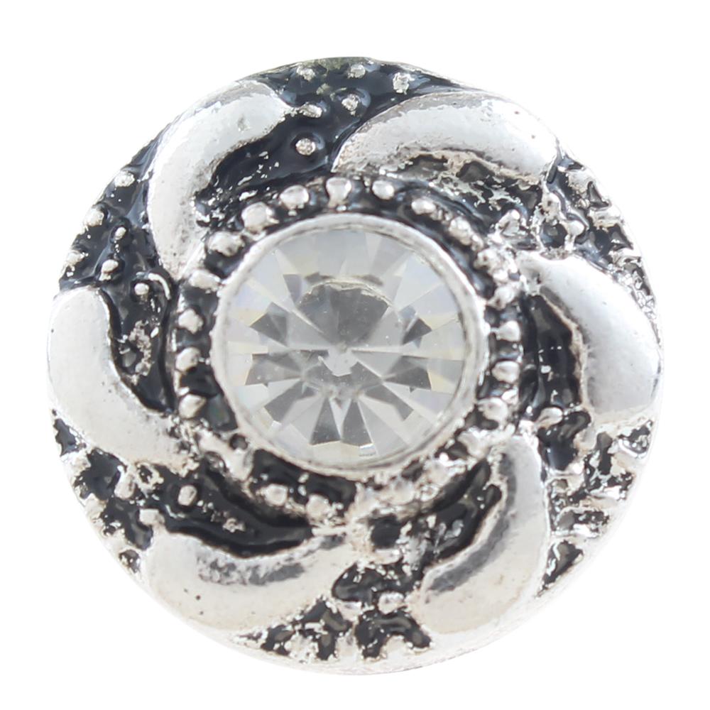 20mm Snap Button plated sliver with rhinestone