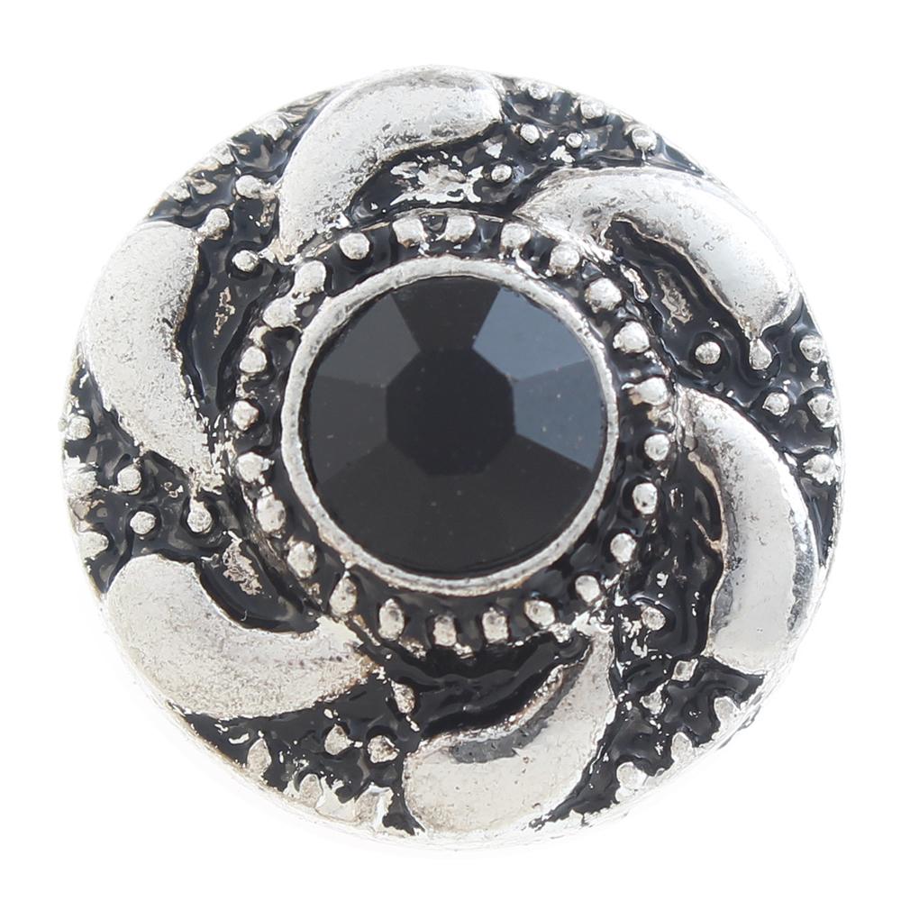 20mm Snap Button plated sliver with rhinestone