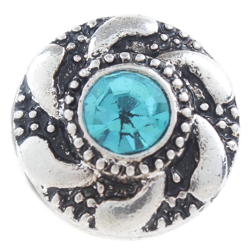 20mm Snap Button plated sliver with rhinestone