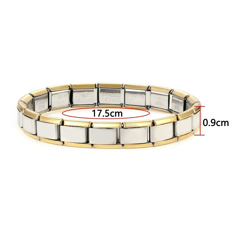 9mm Modular Italian Charm Bracelet Links Stainless Steel Slide 18CM