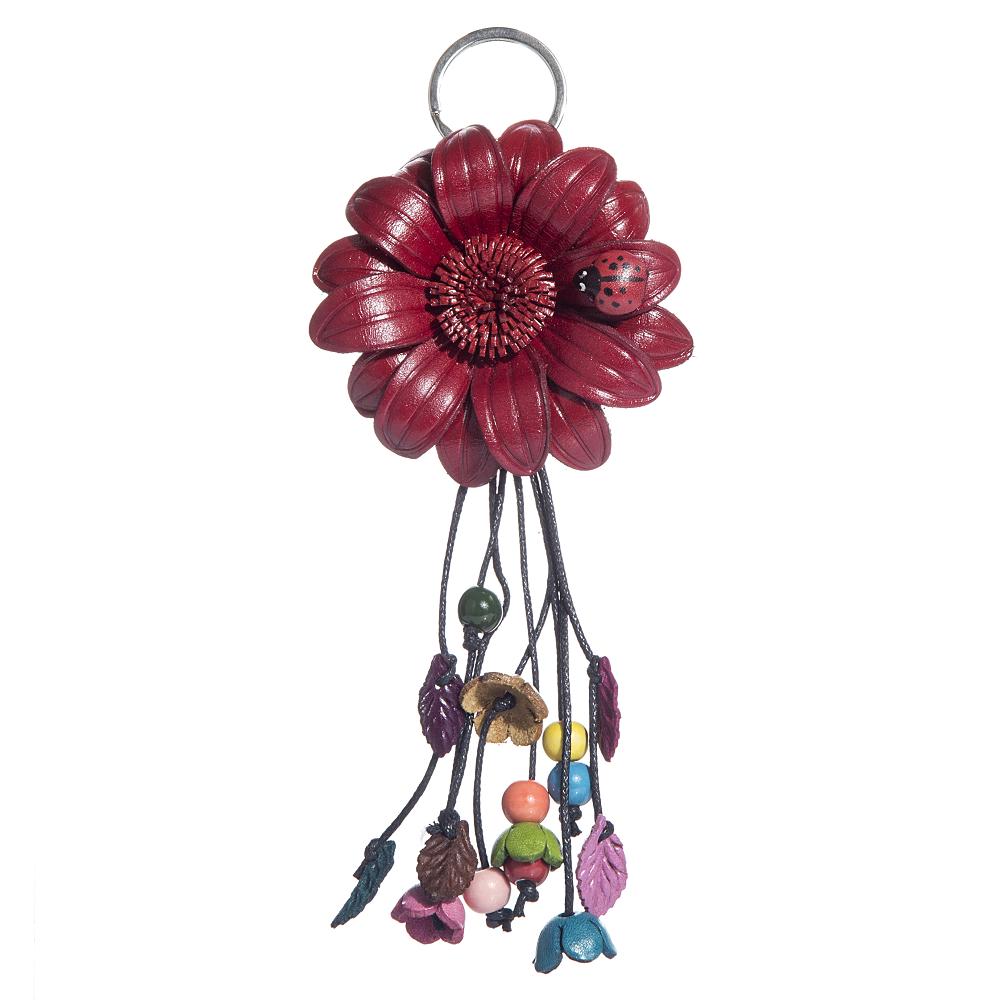 hand made real genuine leather flower keychain bag charm hang tag