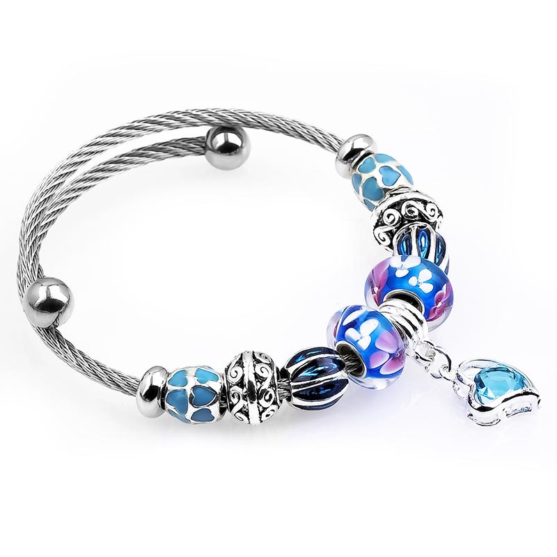 Adjustable Stainless steel European Beads Bracelets