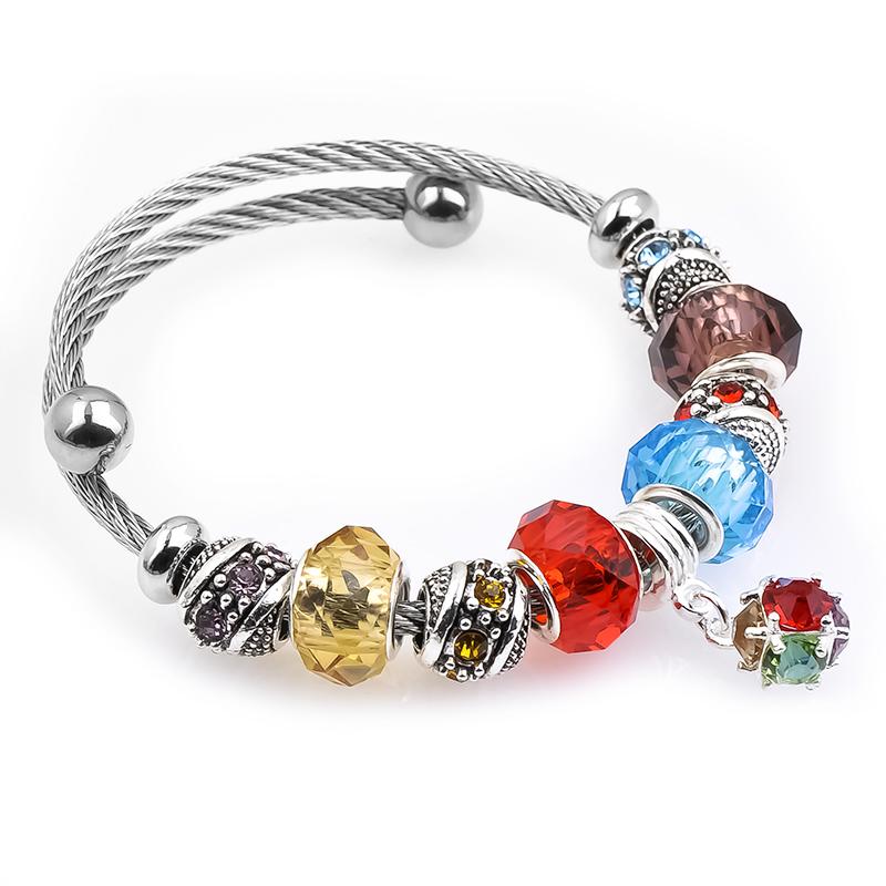 Adjustable Stainless steel European Beads Bracelets