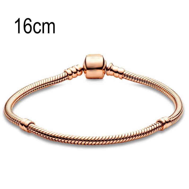 16 CM Rose Golden European Big Hole Beads Snake bone chain Basic Bracelets