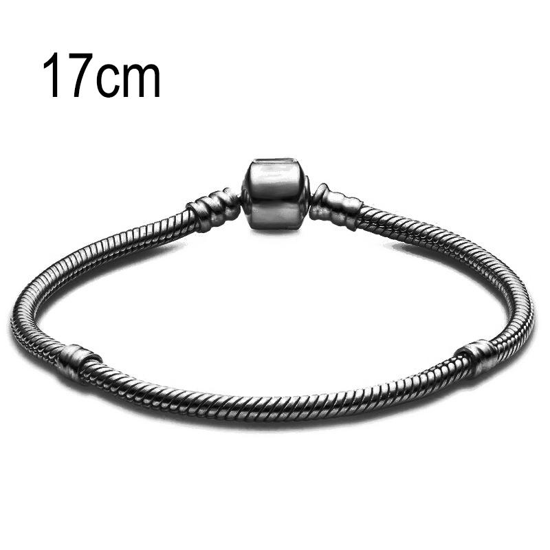 17 CM Black European Big Hole Beads Snake bone chain Basic Bracelets