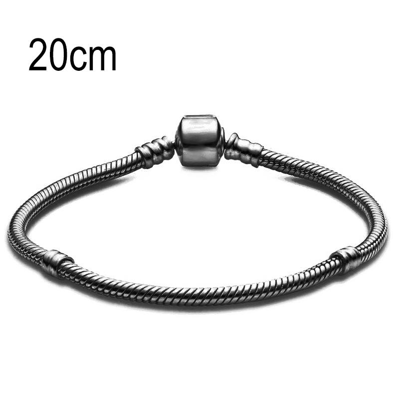 20 CM Black European Big Hole Beads Snake bone chain Basic Bracelets