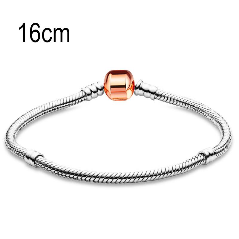 16 CM European Big Hole Beads Snake bone chain Basic Bracelets With Rose Golden Clasp