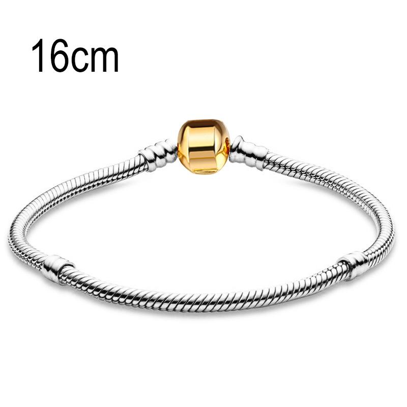 16 CM European Big Hole Beads Snake bone chain Basic Bracelets With Golden Clasp