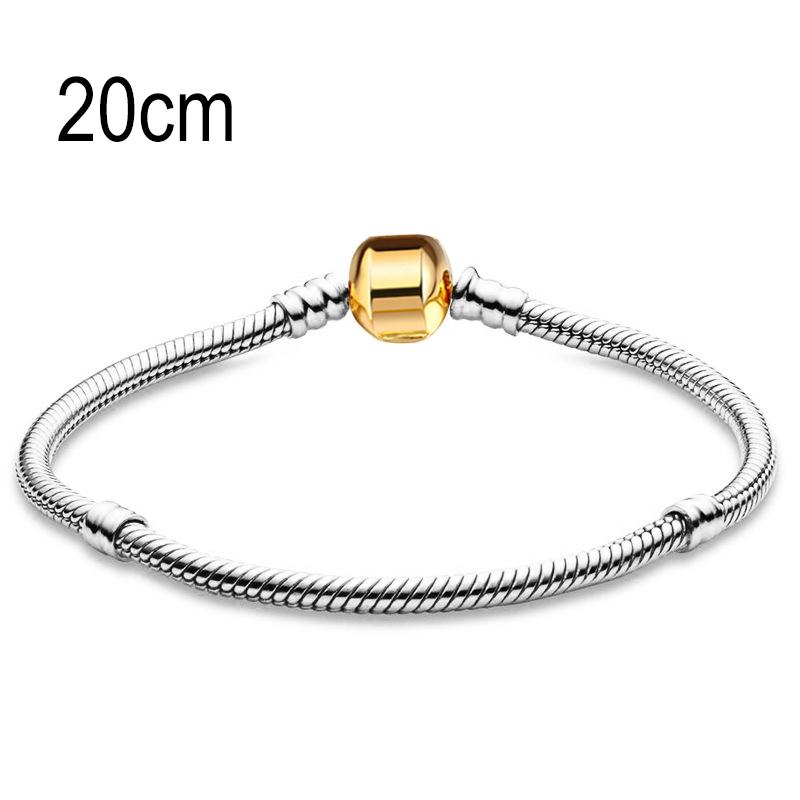 20 CM European Big Hole Beads Snake bone chain Basic Bracelets With Golden Clasp