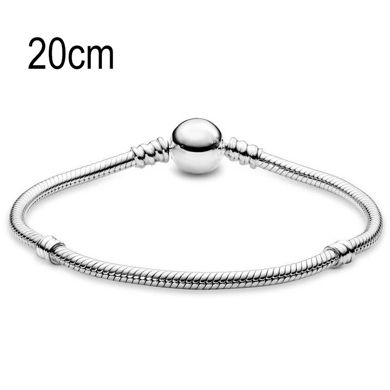 20 CM European Big Hole Beads Snake bone chain Basic Bracelets With Ball Clasp