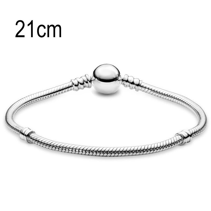 21 CM European Big Hole Beads Snake bone chain Basic Bracelets With Ball Clasp