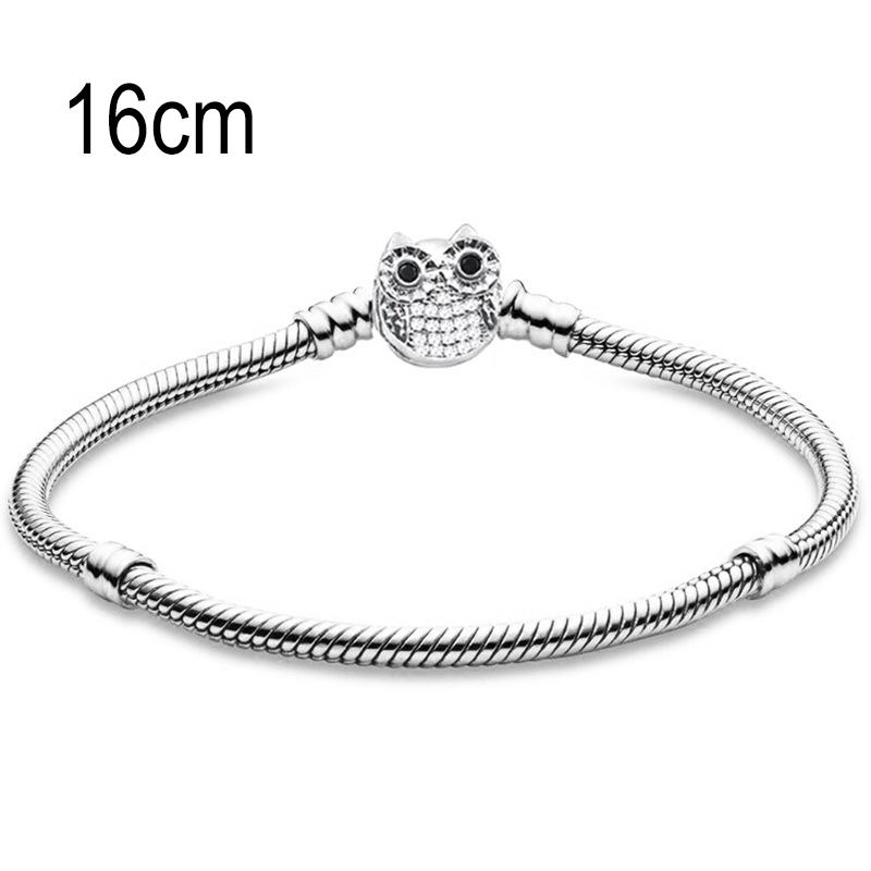 16 CM European Big Hole Beads Snake bone chain Basic Bracelets With Owl Clasp