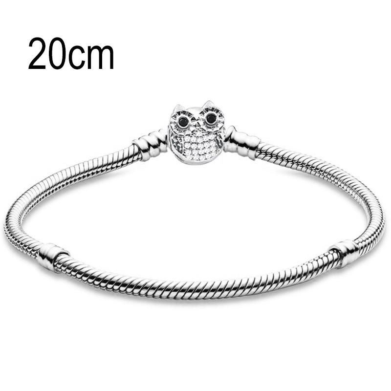 20 CM European Big Hole Beads Snake bone chain Basic Bracelets With Owl Clasp