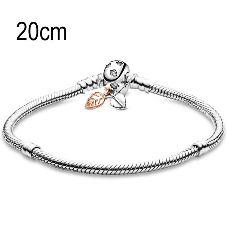 20 CM European Big Hole Beads Snake bone chain Basic Bracelets With Leaf Clasp