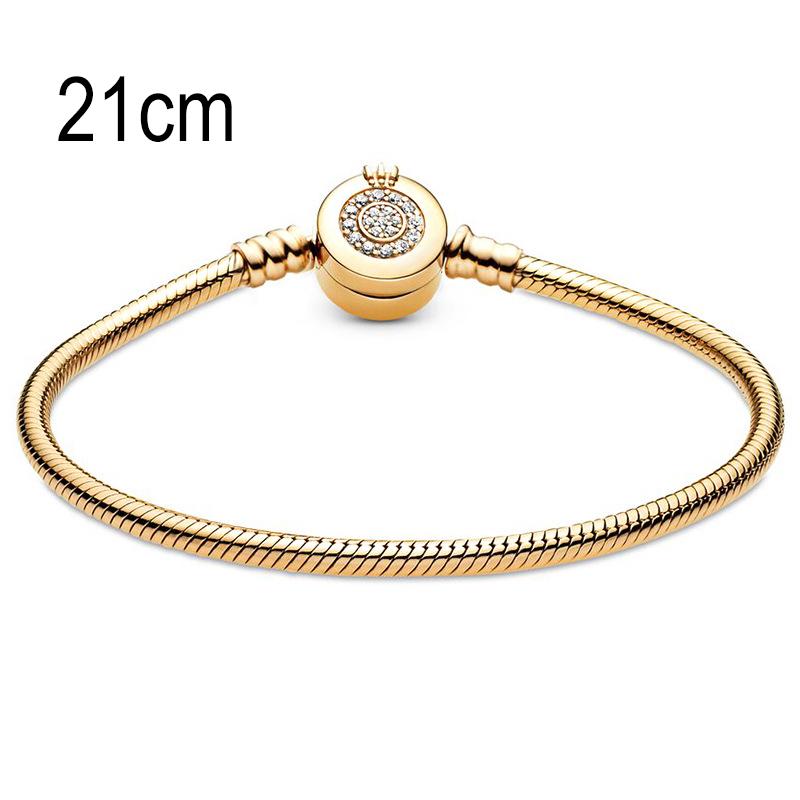 21 CM Golden European Big Hole Beads Snake bone chain Basic Bracelets