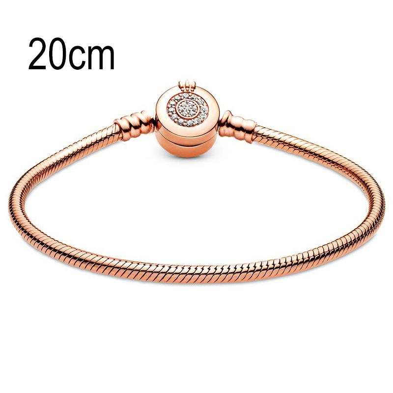 20 CM Rose Golden European Big Hole Beads Snake bone chain Basic Bracelets