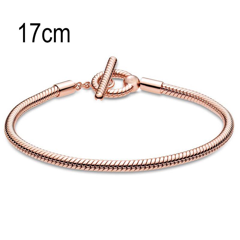 17 CM Rose Golden European Big Hole Beads Snake bone chain Basic OT Clasp Bracelets