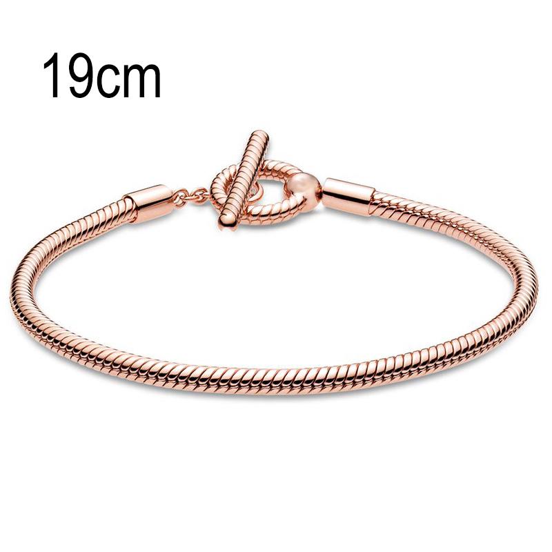 19 CM Rose Golden European Big Hole Beads Snake bone chain Basic OT Clasp Bracelets