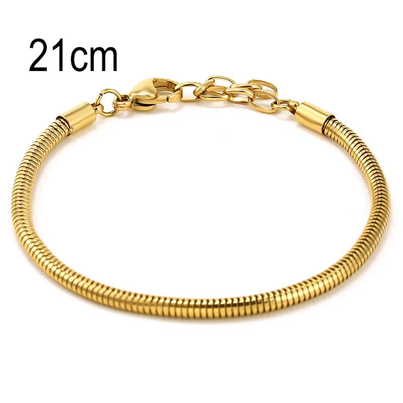 21 CM Golden Stainless Steel European Big Hole Beads Snake bone chain Lobster Clasp Basic Bracelet