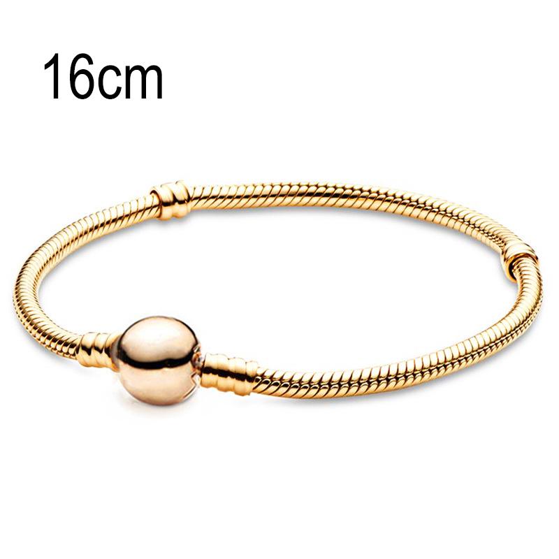 16 CM Golden European Big Hole Beads Snake bone chain Basic Bracelets With Ball Clasp