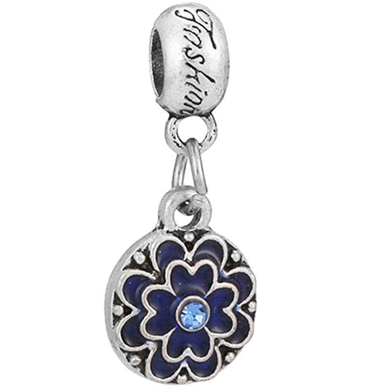 MOQ 2 pcs Blue Pansy Big Hole European Beads or Charms 45 Styles To Choose