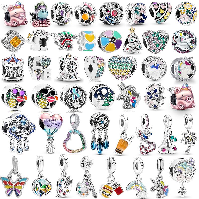 MOQ 2 pcs Colorful Unicorn Big Hole European Beads or Charms 46 Styles To Choose