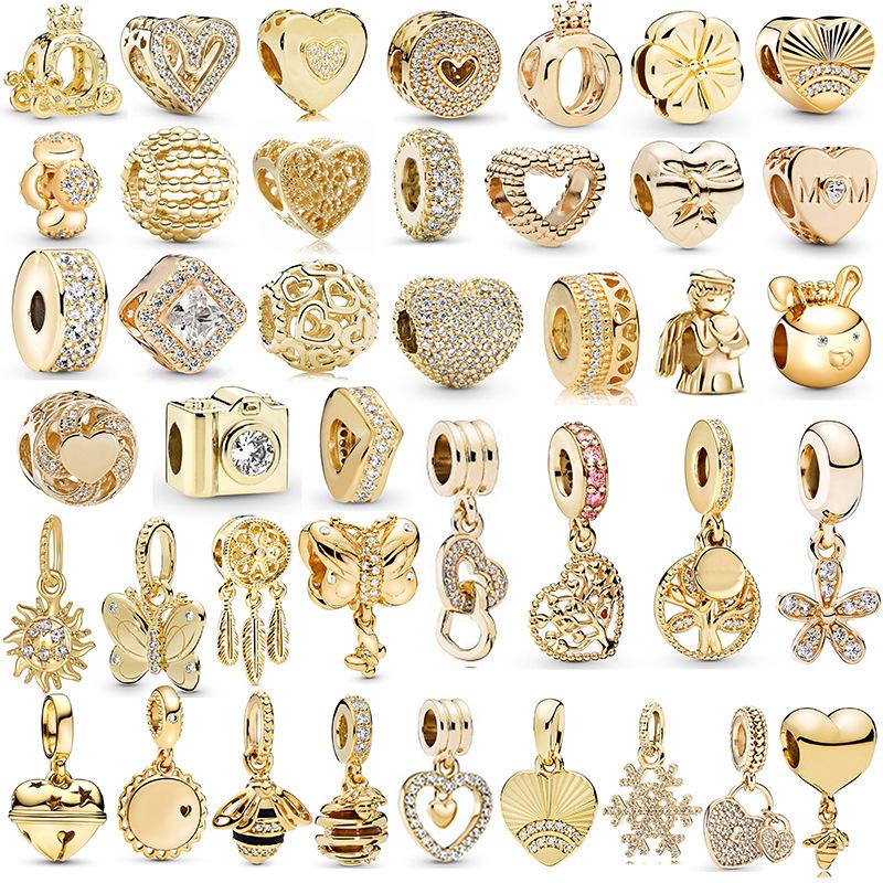 MOQ 2 pcs Golden Love Tree Bell Big Hole European Beads or Charms 46 Styles To Choose