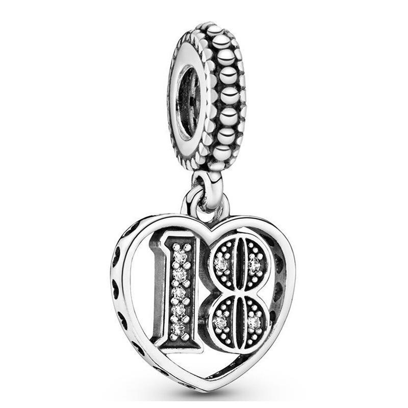 MOQ 2 pcs Romantic Love Tag Numbers Big Hole European Beads or Charms 45 Styles To Choose