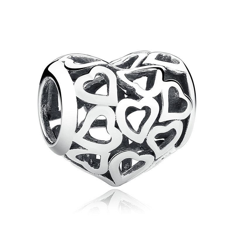 MOQ 2 pcs Hollow Heart Big Hole European Beads or Charms 45 Styles To Choose