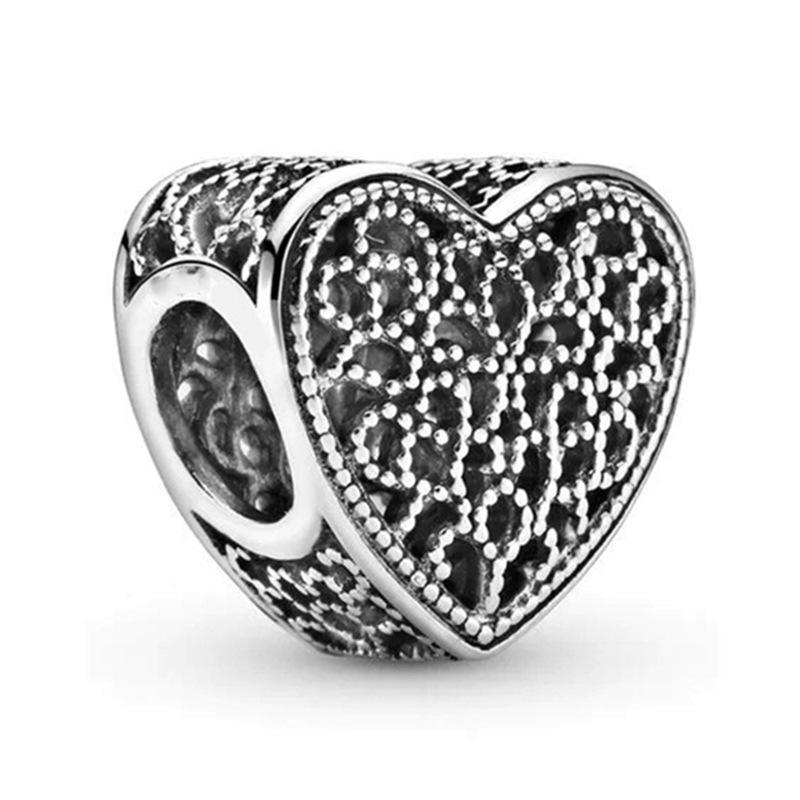 MOQ 2 pcs Hollow Heart Big Hole European Beads or Charms 45 Styles To Choose