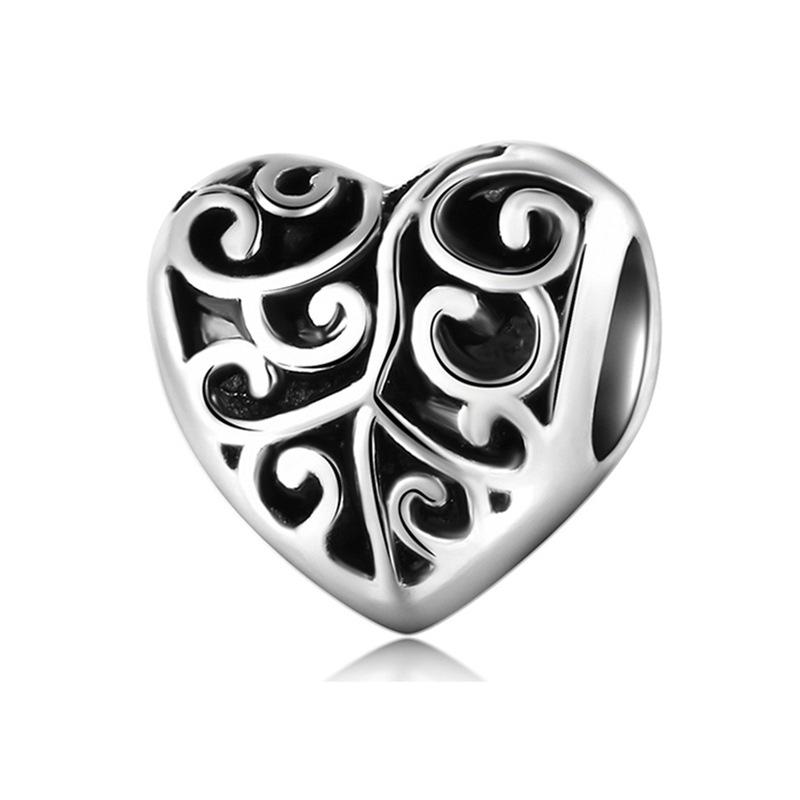 MOQ 2 pcs Hollow Heart Big Hole European Beads or Charms 45 Styles To Choose