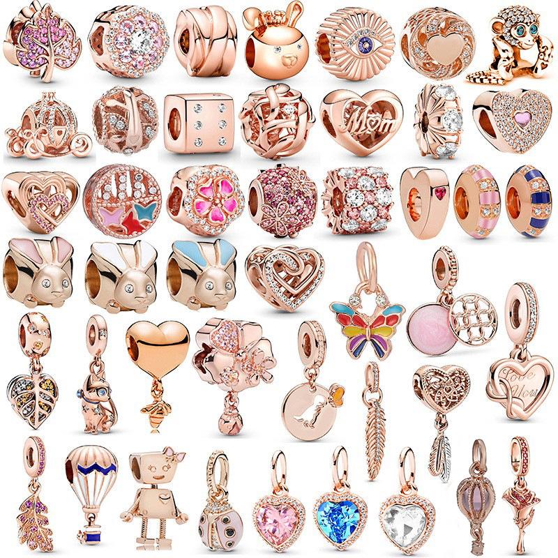 MOQ 2 pcs Rose Golden Big Hole European Beads or Charms 45 Styles To Choose