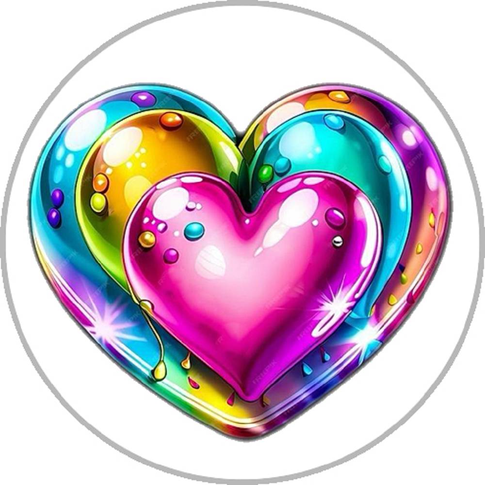 Love Heart 20MM Print Glass Snaps