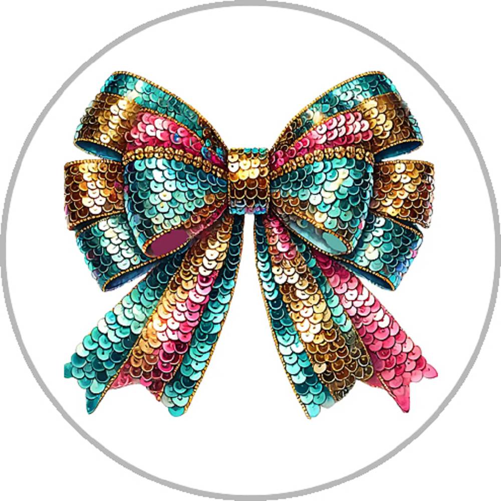 Glitter Bow Design 20MM Print Glass Snaps