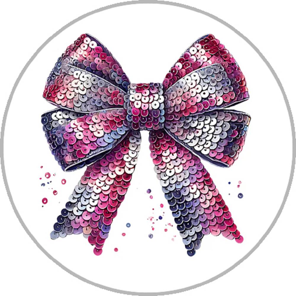 Glitter Bow Design 20MM Print Glass Snaps