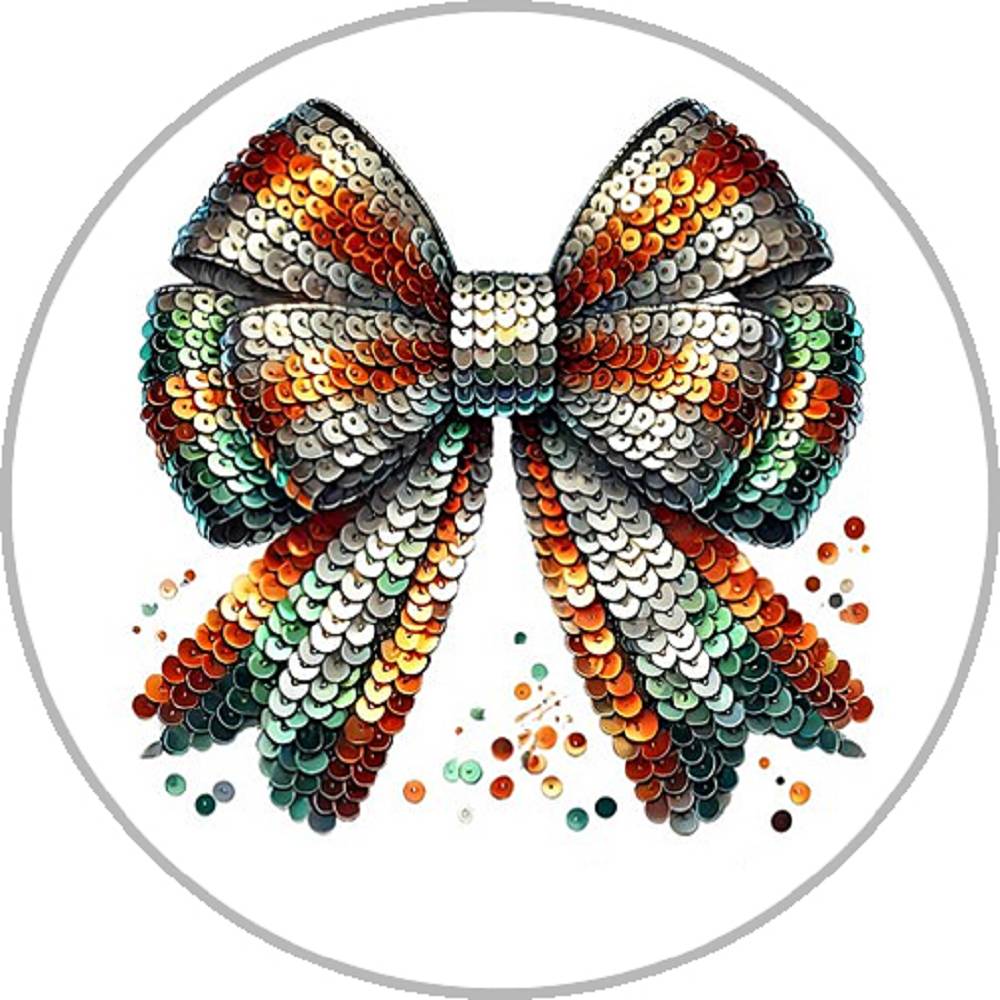 Glitter Bow Design 20MM Print Glass Snaps